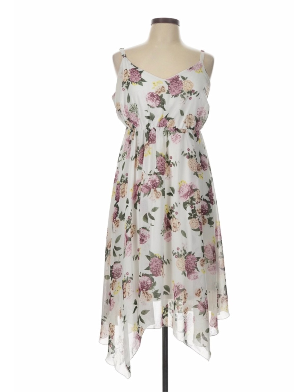 Torrid size 2 White Floral V-Neck cocktail dress with Adjustable Straps.